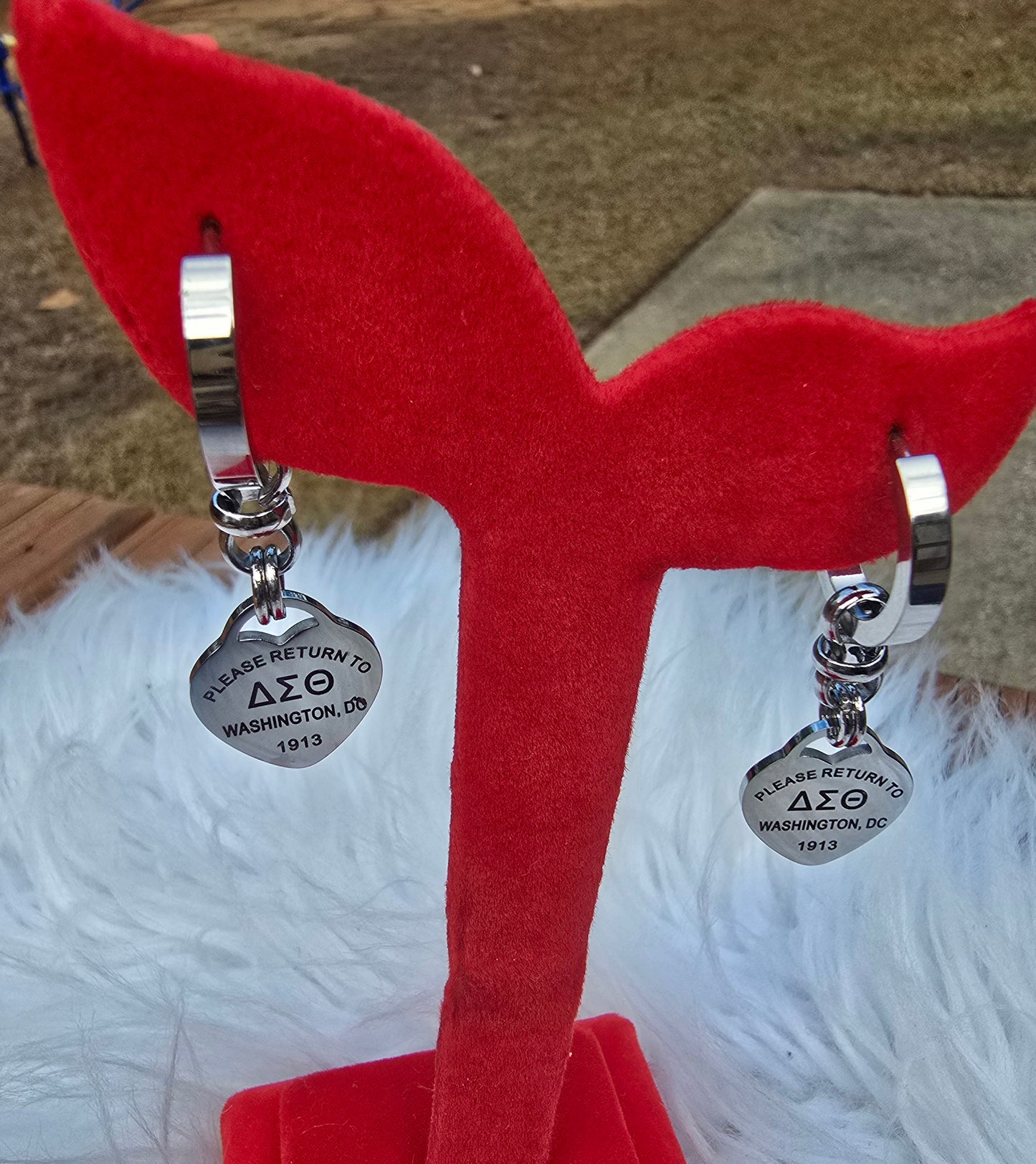 Delta Sigma Theta Sorority Small hoop Tiffany Inspired Earrings
