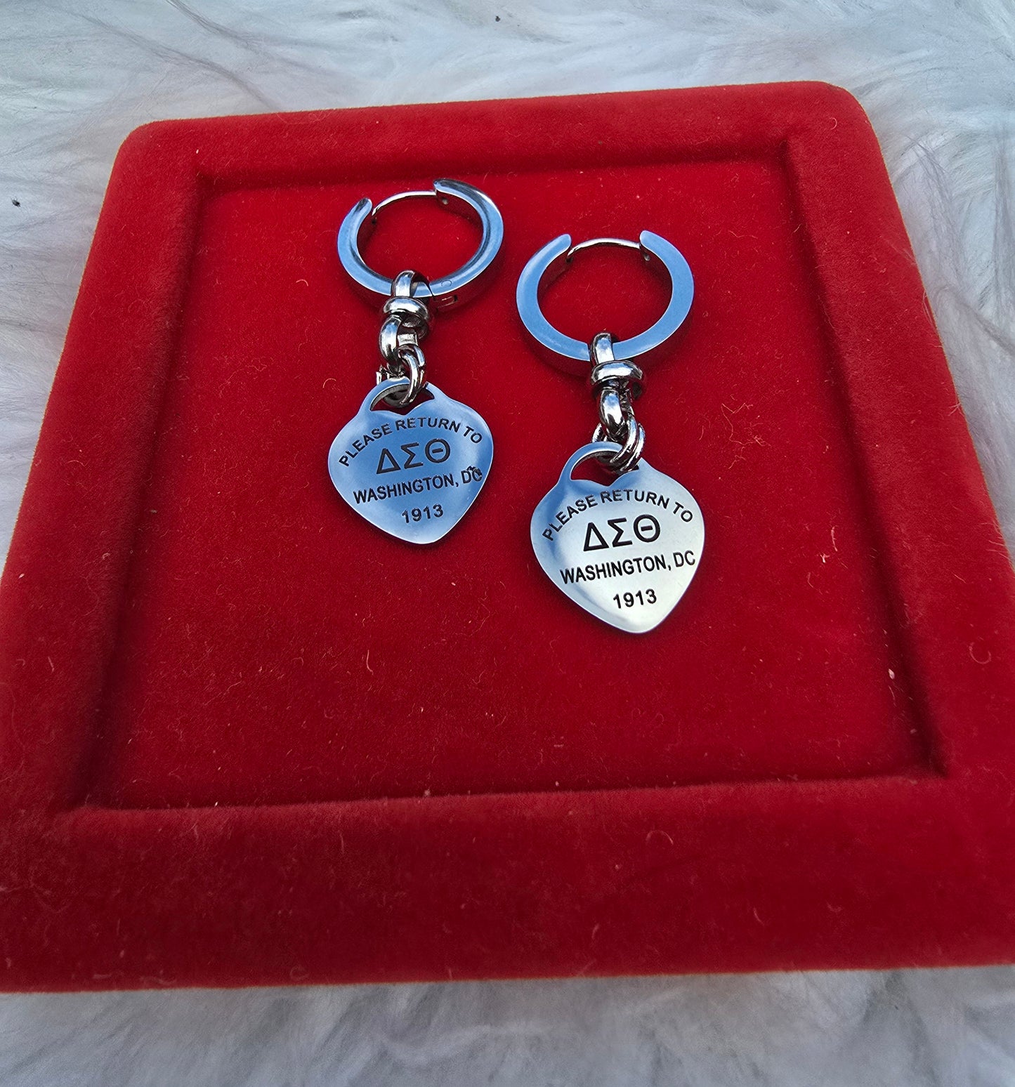 Delta Sigma Theta Sorority Small hoop Tiffany Inspired Earrings