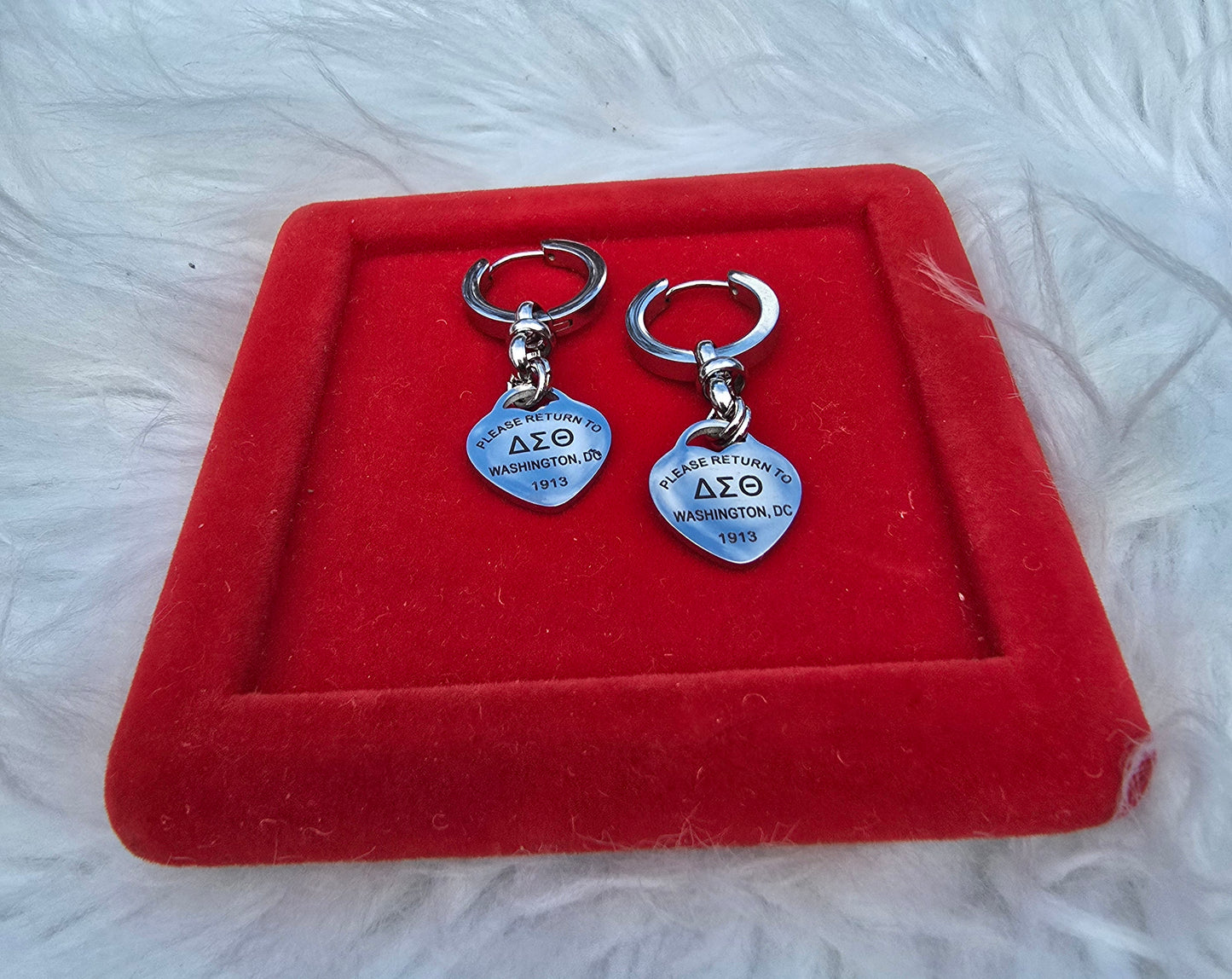 Delta Sigma Theta Sorority Small hoop Tiffany Inspired Earrings