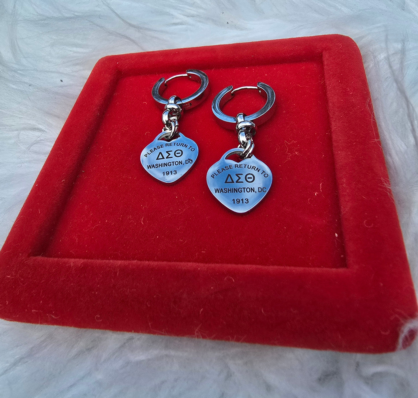 Delta Sigma Theta Sorority Small hoop Tiffany Inspired Earrings