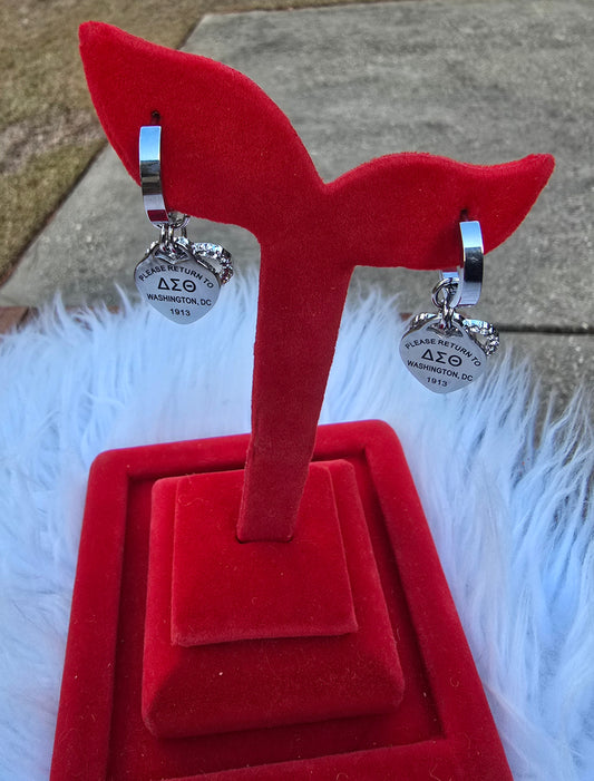 Delta Sigma Theta Sorority Dual Heart Small hoop Tiffany Inspired Earrings