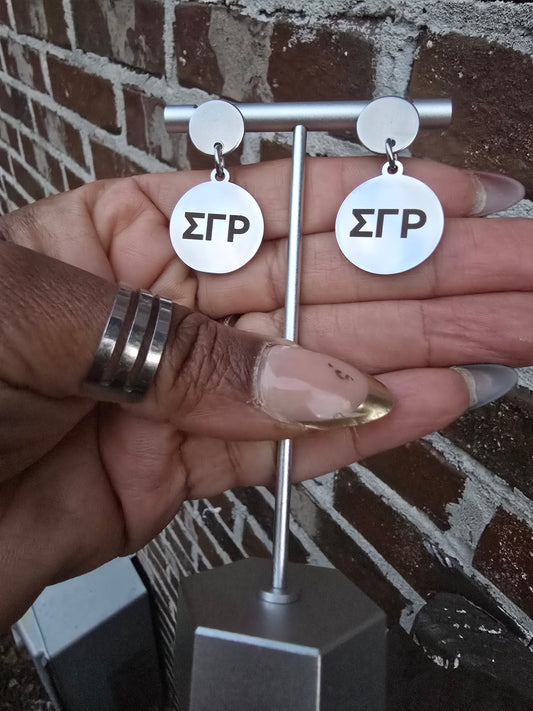 SGRho Dangle Earrings - Sigma Gamma Rho Earrings - Sigma Gamma Rho Jewelry - Sorority Jewelry