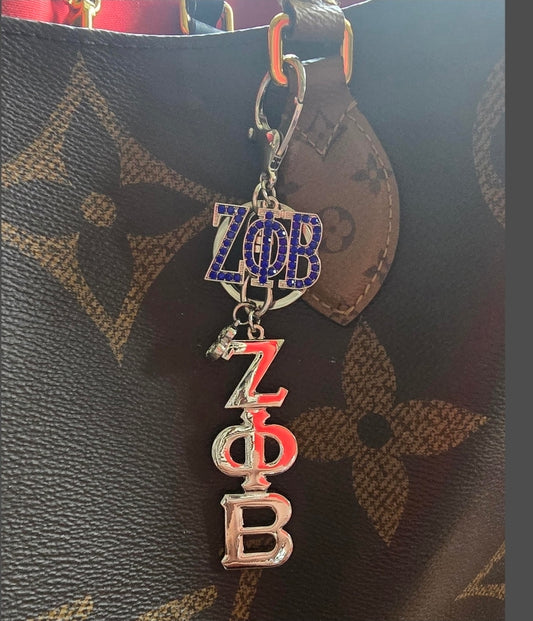Large Zeta Phi Beta Handbag Charm/Key Ring -  Zeta Phi Beta Purse Charm - Sorority Charm/Key Ring - Z Phi B Purse Charm/Key Ring