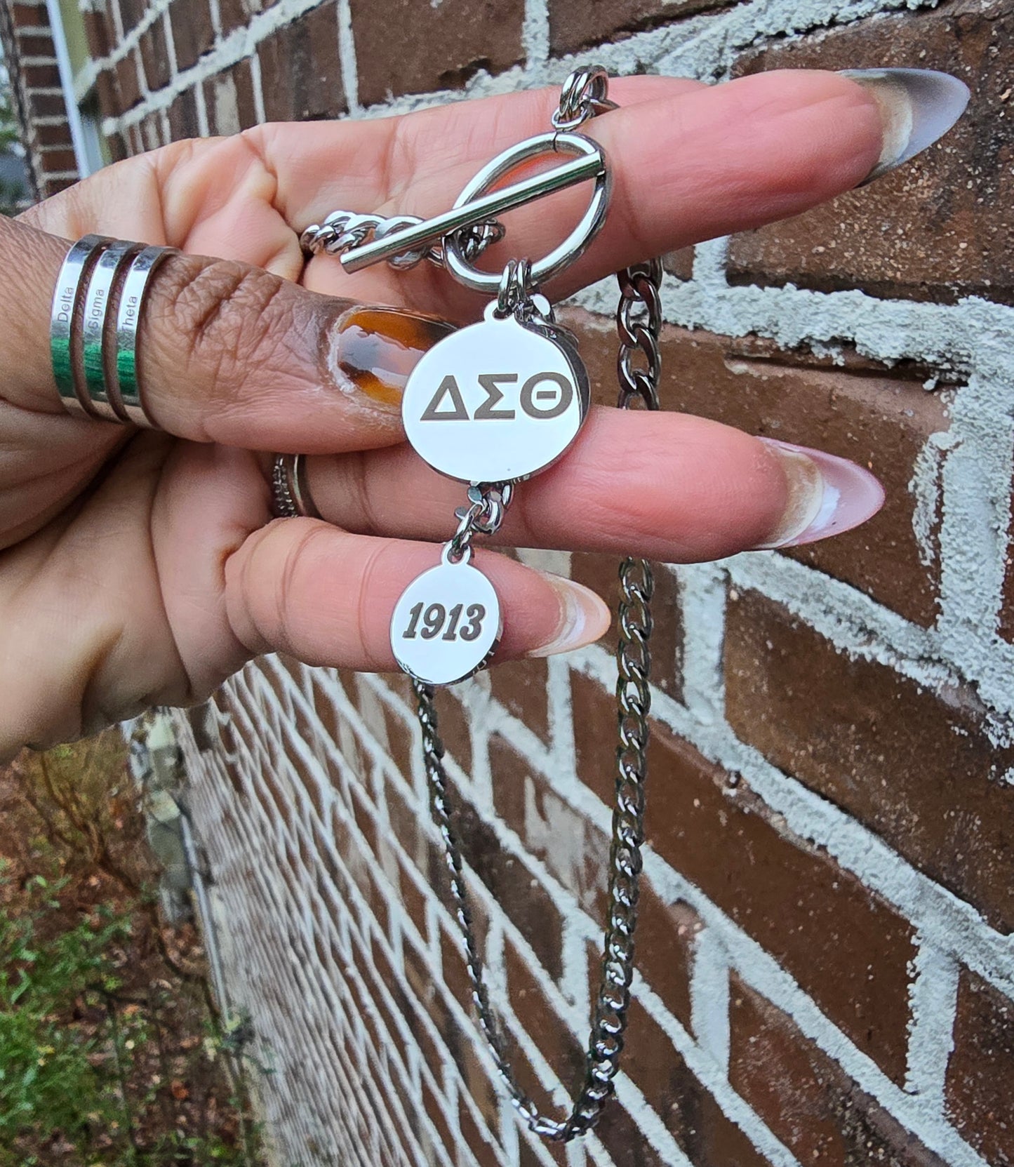 Delta Sigma Theta Sorority Mixed Metal Necklaces - Mixed Metal Sorority Necklace - Delta Sigma Theta Jewelry