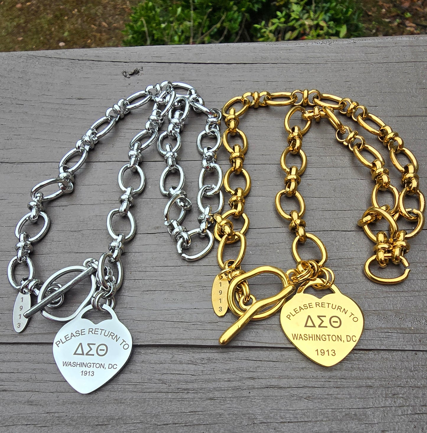 Tiffany Inspired Delta Sigma Theta Sorority Necklaces Available In Gold & Silver