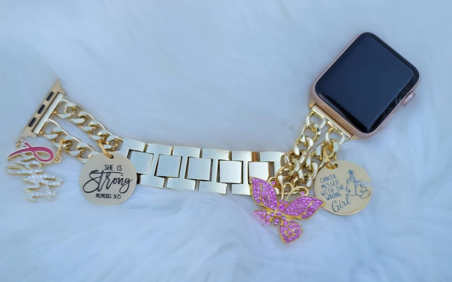 Customize Your Apple Link Watch Band Available In Silver & Gold (select up to 6 charms of your choice)