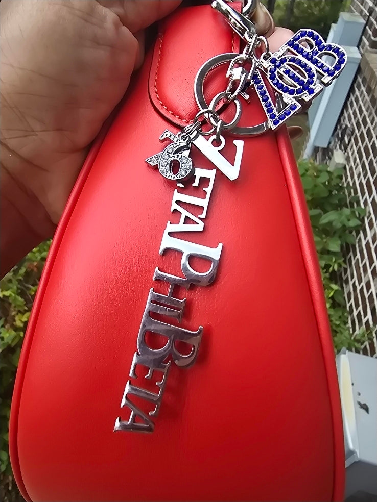 Large Zeta Phi Beta Handbag Charm/Key Ring -  Zeta Phi Beta Purse Charm - Sorority Charm/Key Ring - Z Phi B Purse Charm/Key Ring