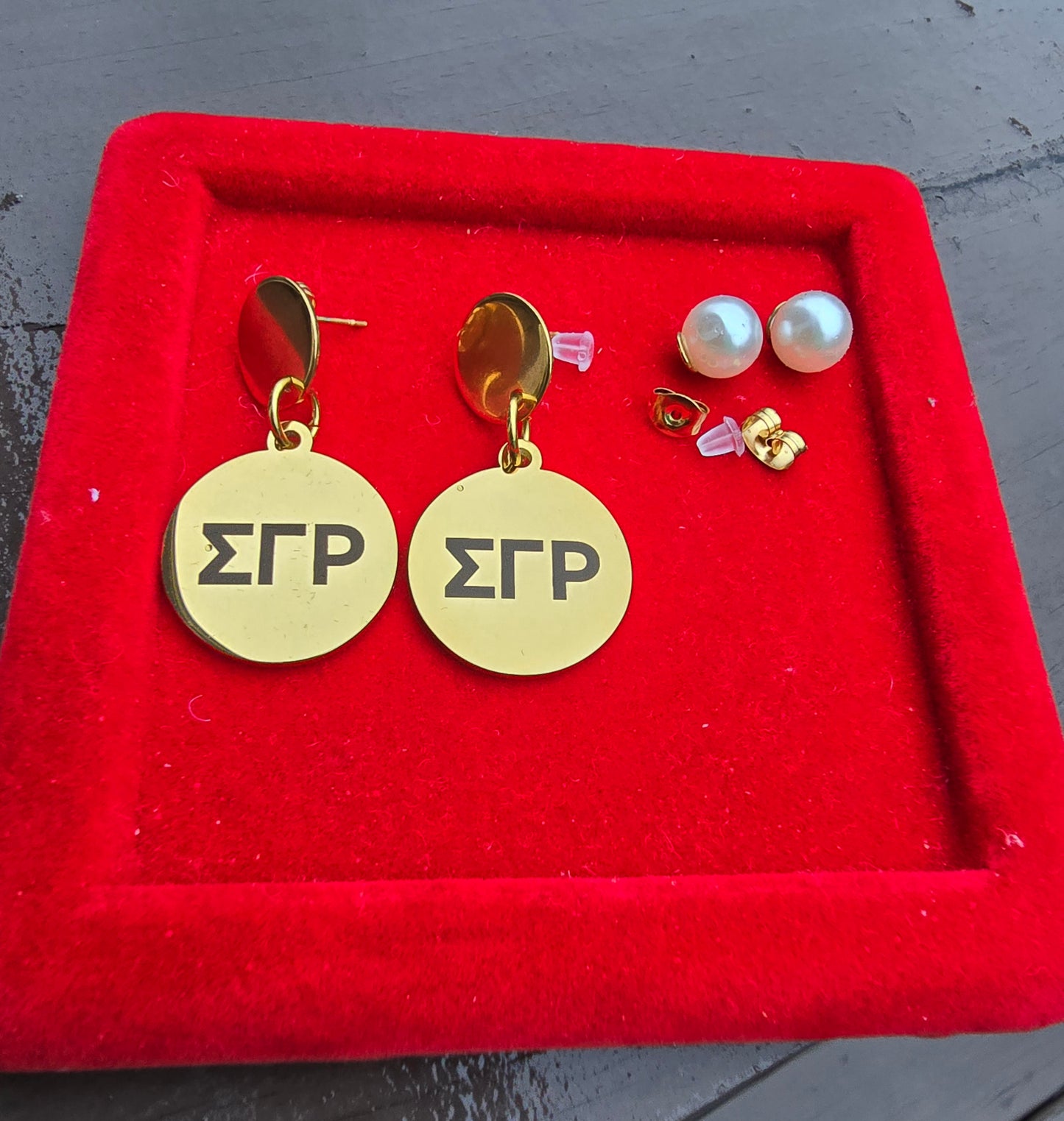 SGRho Dangle Earrings - Sigma Gamma Rho Earrings - Sigma Gamma Rho Jewelry - Sorority Jewelry