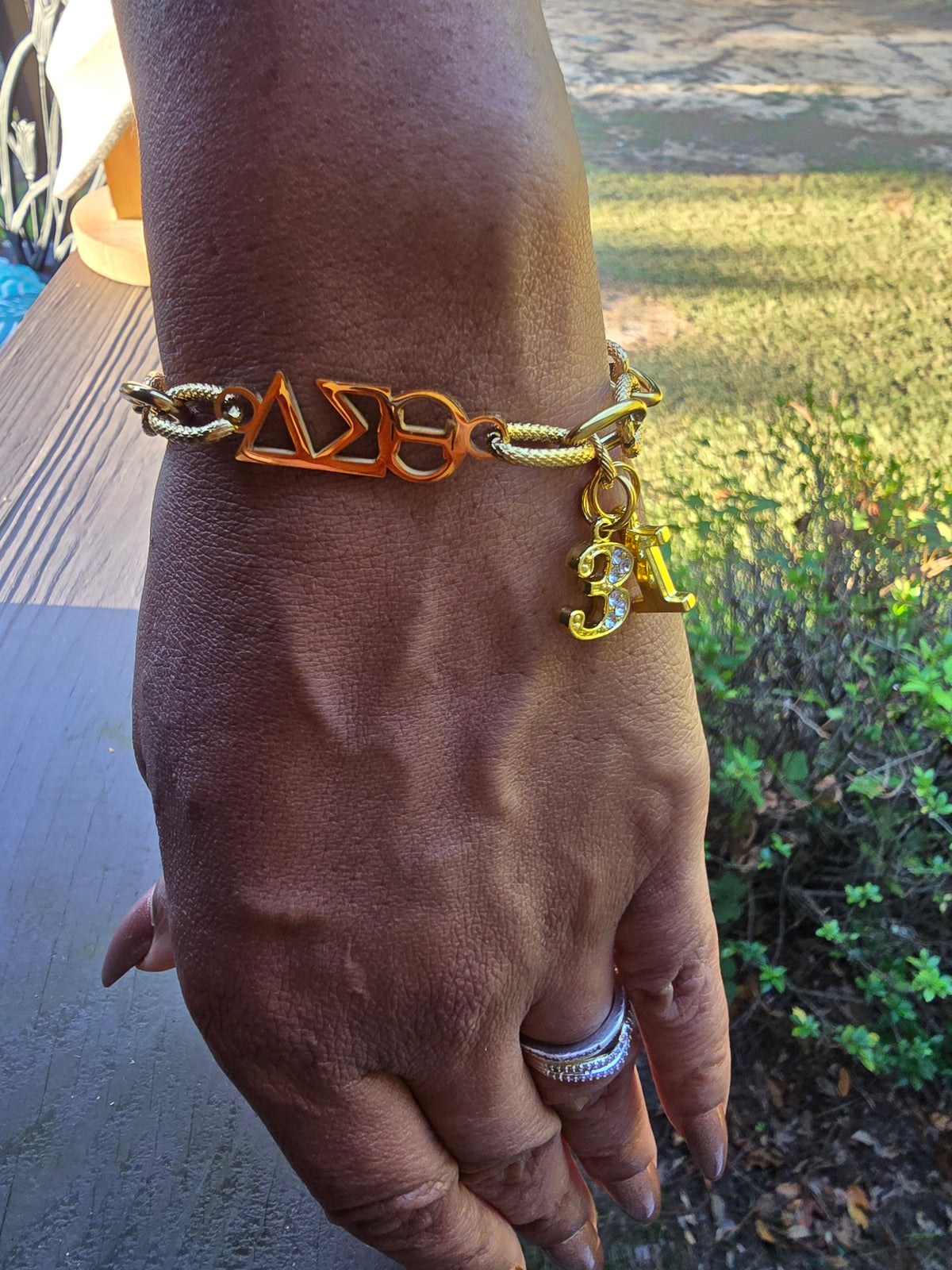 Delta Sigma Theta Greek Letter Chunky Link Sorority Bracelet