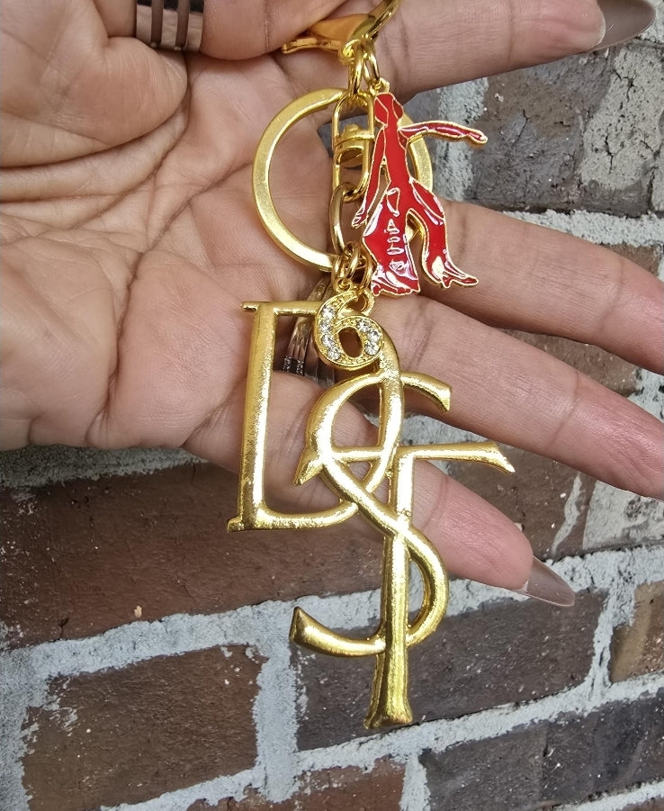 Large DST Handbag Charm/Key Ring - Gold Delta Sigma Theta Purse Charm - Sorority Charm/Key Ring - DST Purse Charm/Key Ring - Sorority Purse Charm/Key Ring - 1913 Purse Charm/ Key Ring