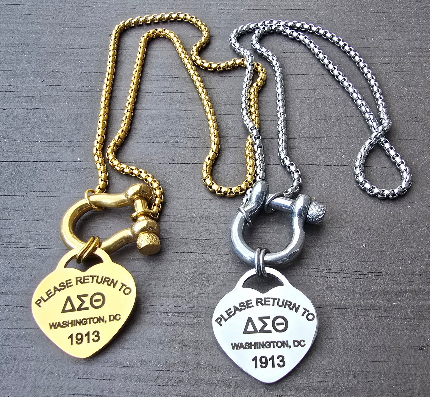 Delta Sigma Theta Horseshoe Clasp Sorority Necklaces - DST Greek Letter Sorority Necklace - Delta Sigma Theta Jewelry