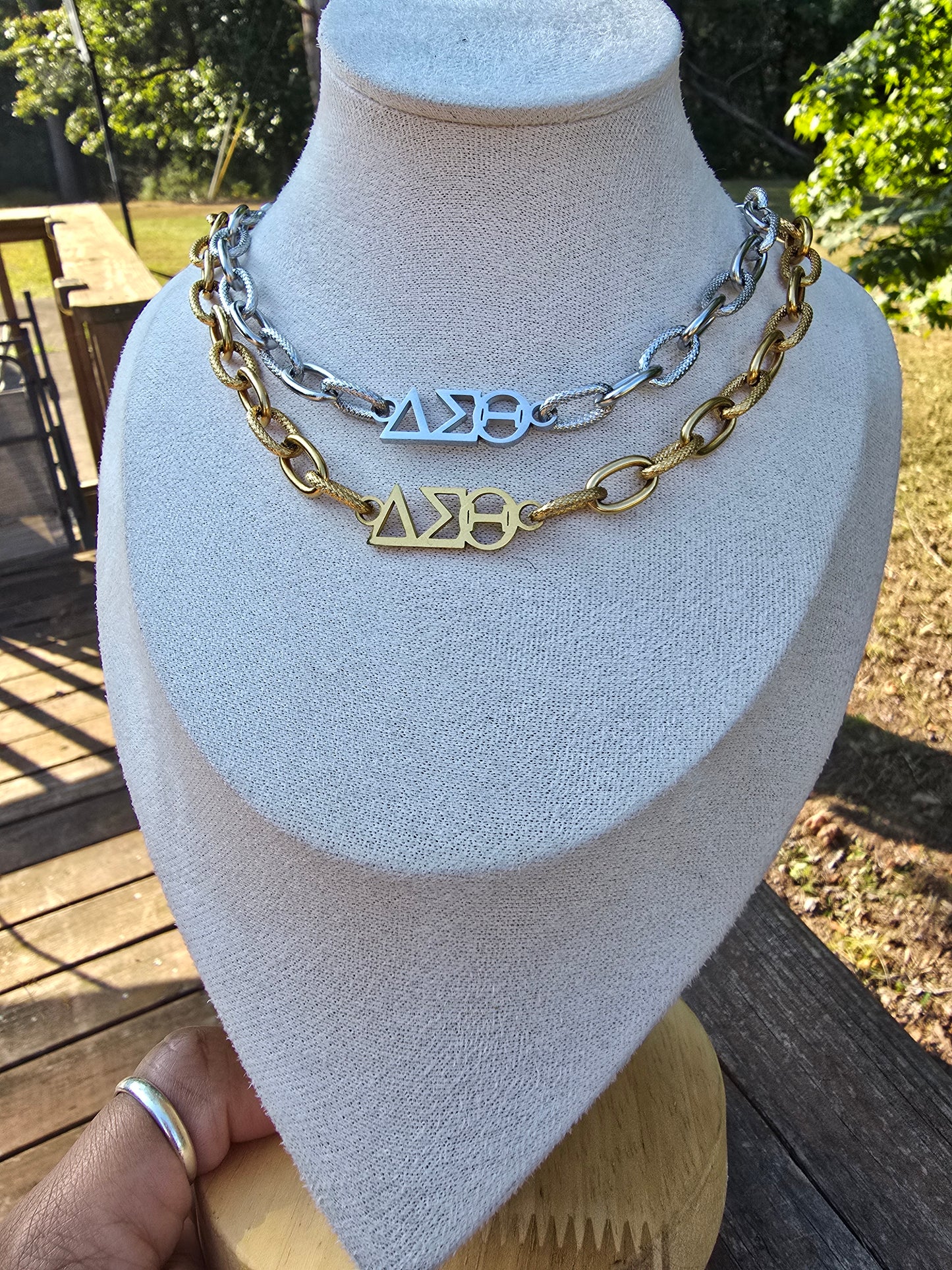 Delta Sigma Theta Greek Letter Chunky Link Sorority Necklace