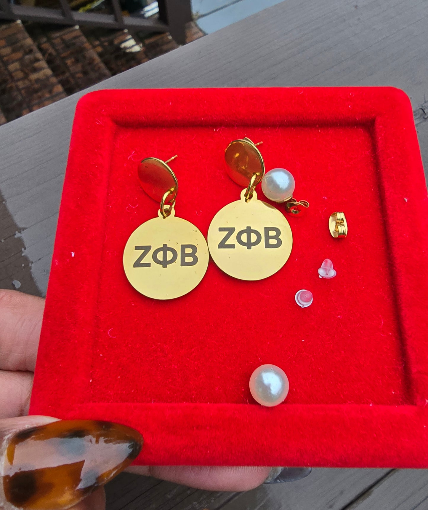 Zeta Phi Beta Dangling Earrings - Z Phi B Earrings - Zeta Phi Beta earrings - Sorority Jewelry - Jewelry - FREE SHIPPING