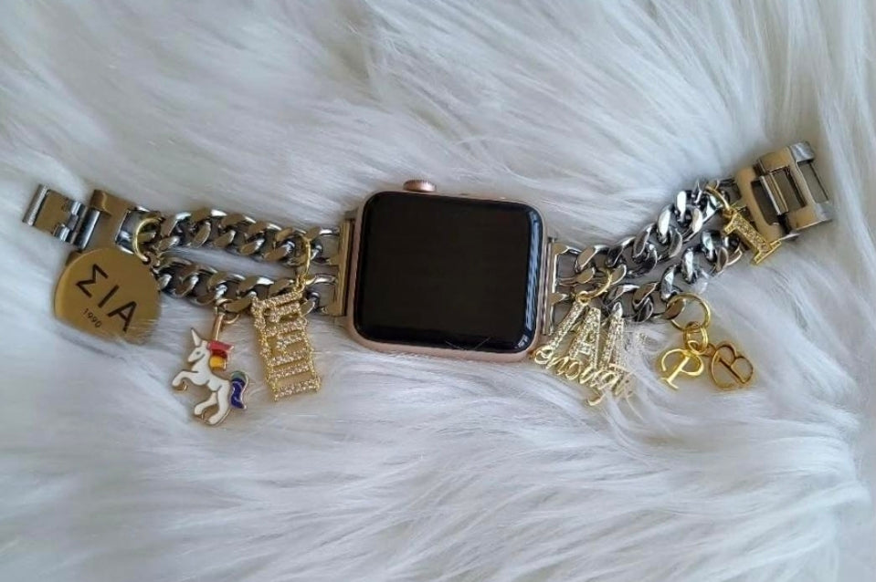 Customize Your Apple Link Watch Band Available In Silver & Gold (select up to 6 charms of your choice)