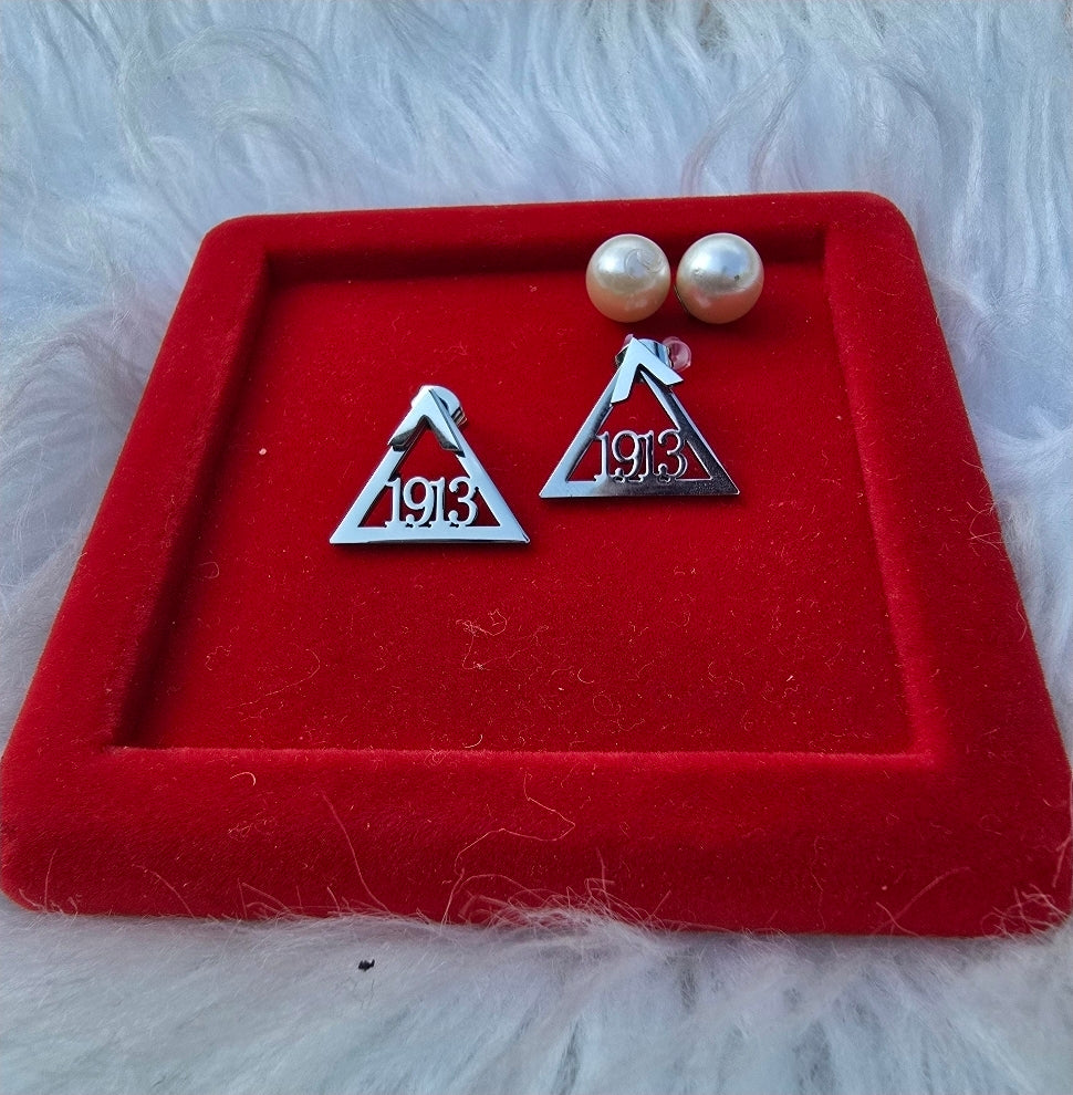 Delta Sigma Theta Sorority 1913 earrings available in silver and gold