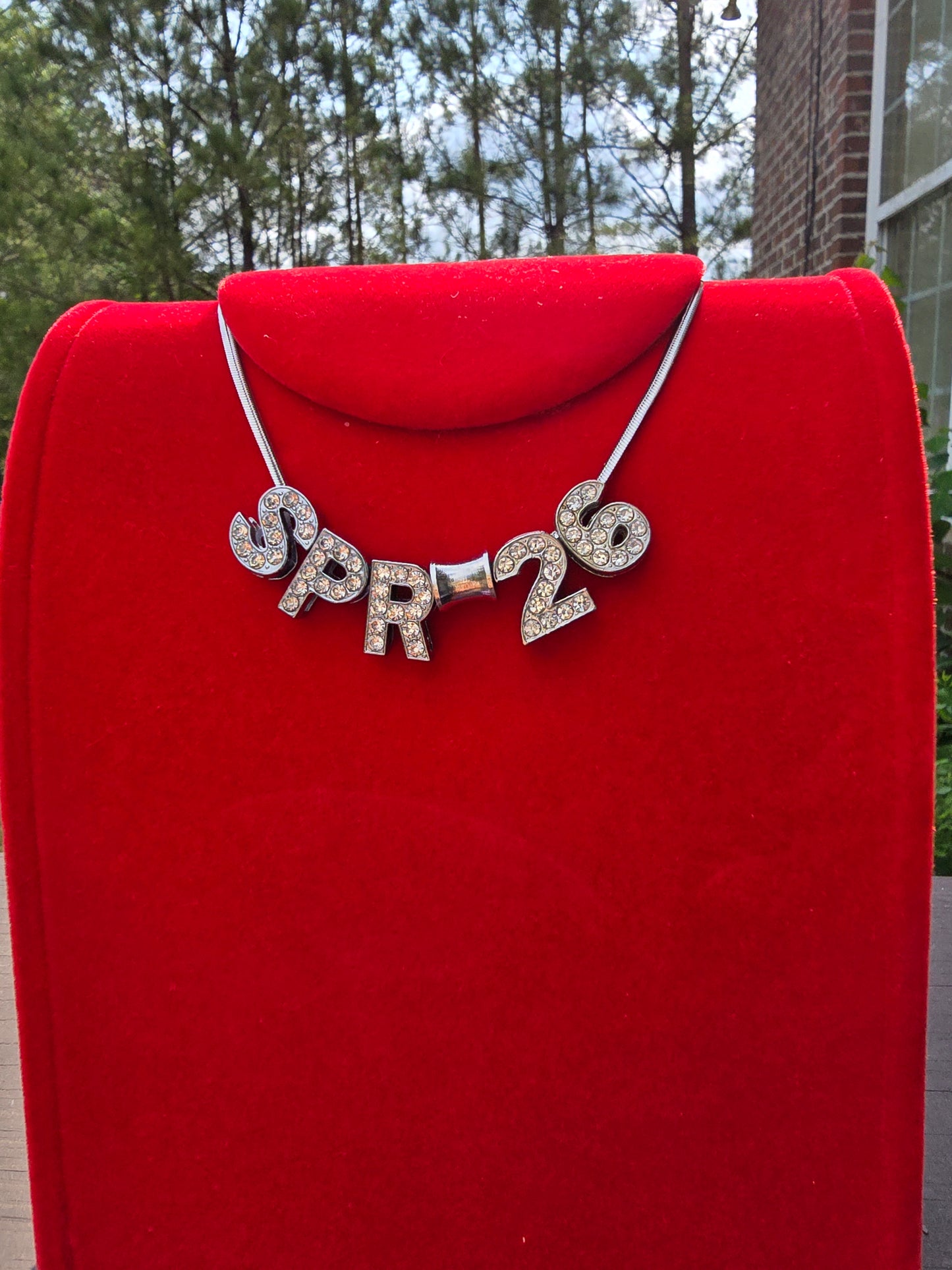 Personalized Spring Bling crossing sorority necklaces - SPR Custom Necklace - SPR Line Necklace