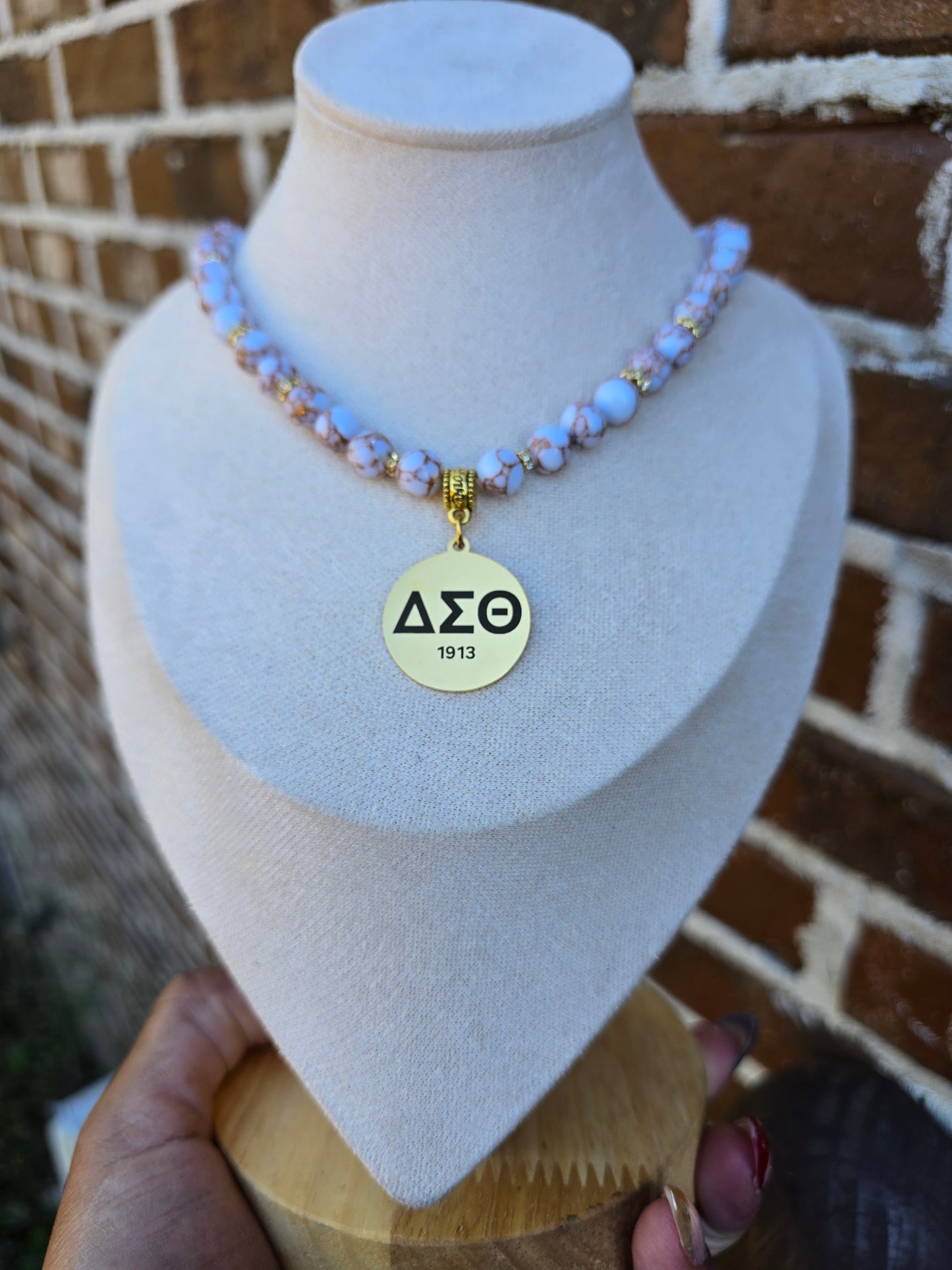 Delta Sigma Theta Beaded Gold Sorority Necklace
