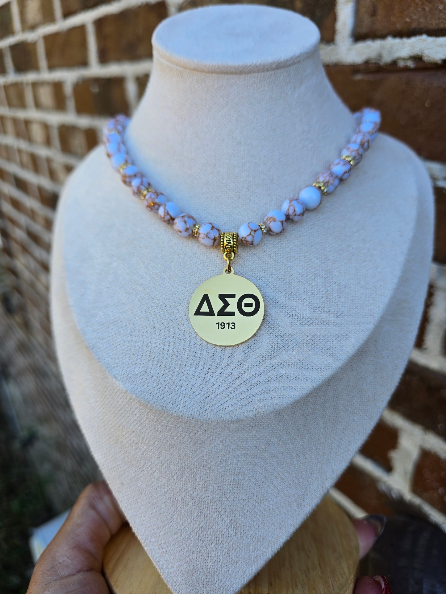 Delta Sigma Theta Beaded Gold Sorority Necklace