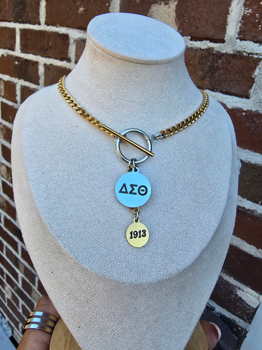 Delta Sigma Theta Sorority Mixed Metal Necklaces - Mixed Metal Sorority Necklace - Delta Sigma Theta Jewelry