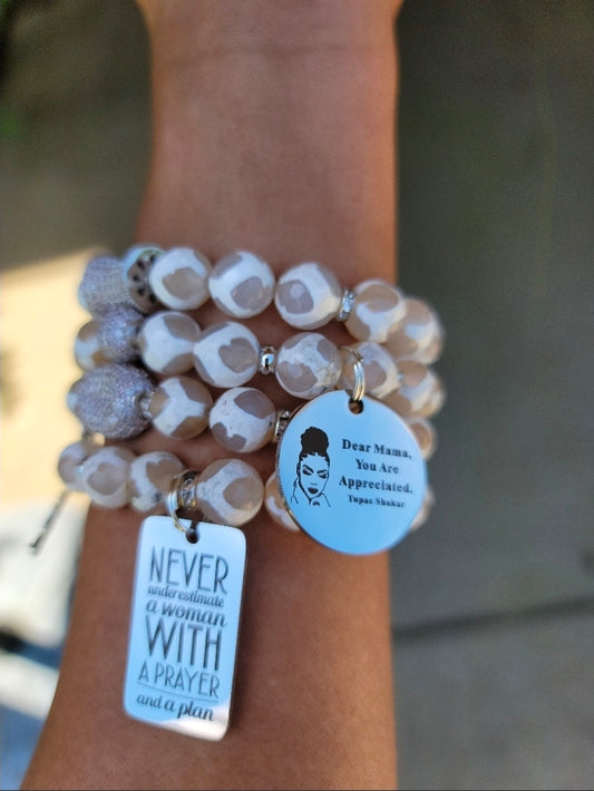 Mama tribute bracelet - Mother's Day Gift - Dear Mama - Mama themed Stack bracelet set - Custom Fit