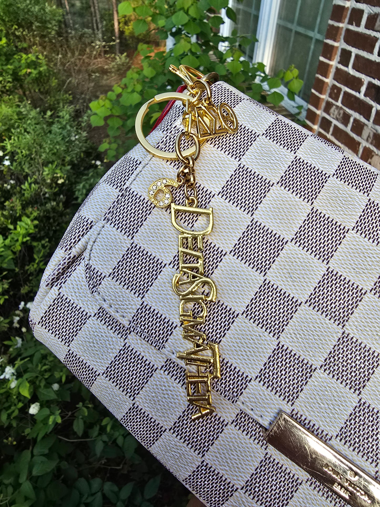 DST Handbag Charm/Key Ring - Gold Delta Sigma Theta Purse Charm - Sorority Charm/Key Ring - DST Purse Charm/Key Ring - Sorority Purse Charm/Key Ring - 1913 Purse Charm/ Key Ring