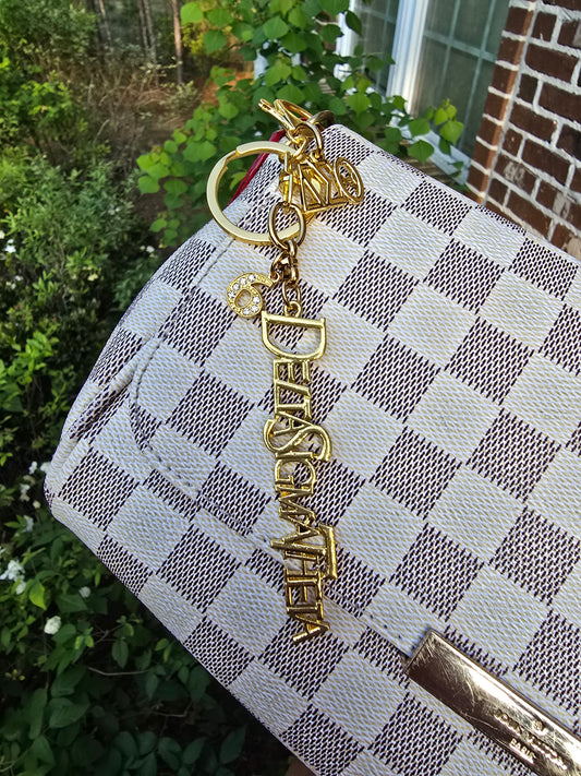 DST Handbag Charm/Key Ring - Gold Delta Sigma Theta Purse Charm - Sorority Charm/Key Ring - DST Purse Charm/Key Ring - Sorority Purse Charm/Key Ring - 1913 Purse Charm/ Key Ring