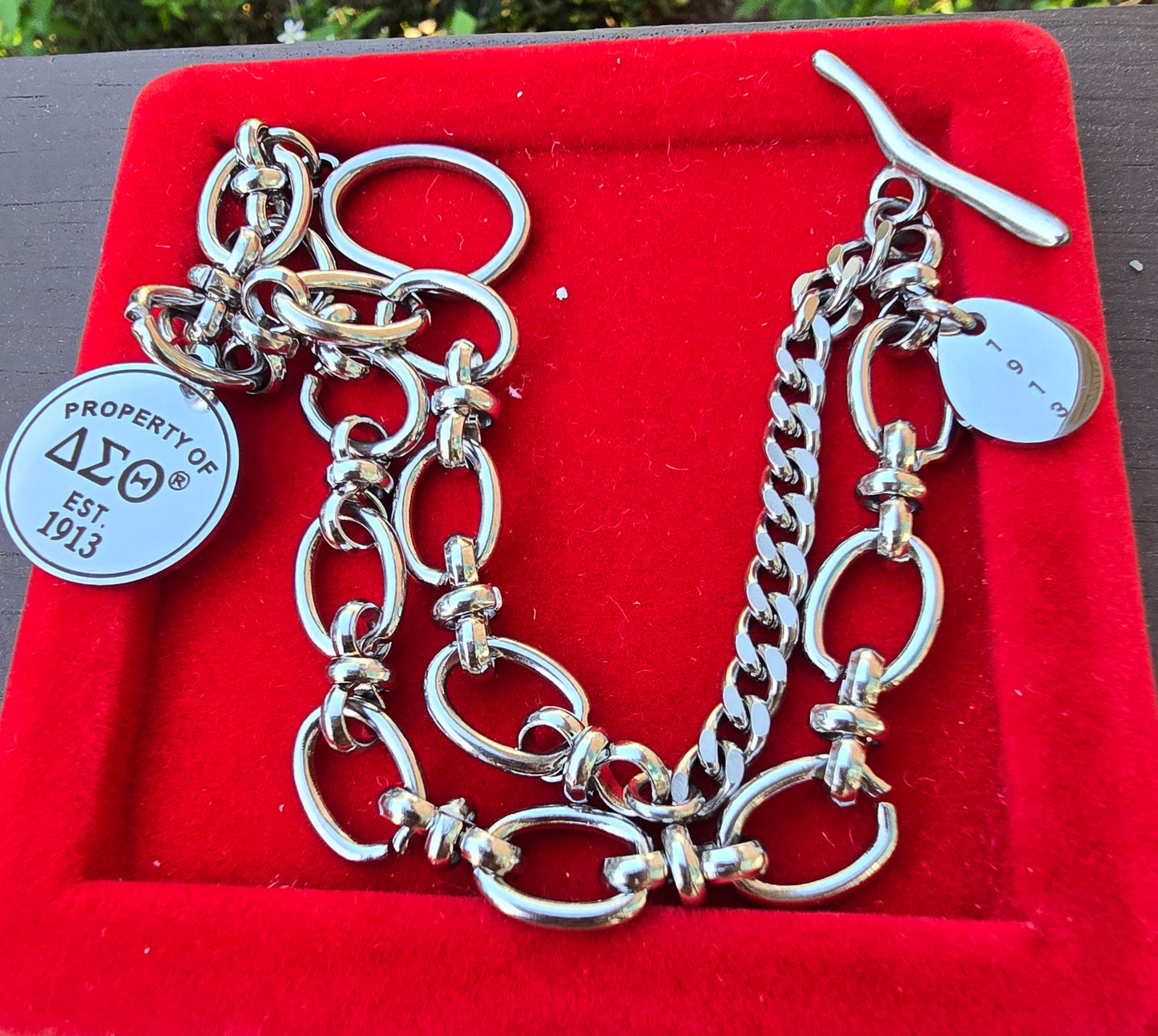 Property of Delta Sigma Theta Sorority Bracelet Available In Gold & Silver