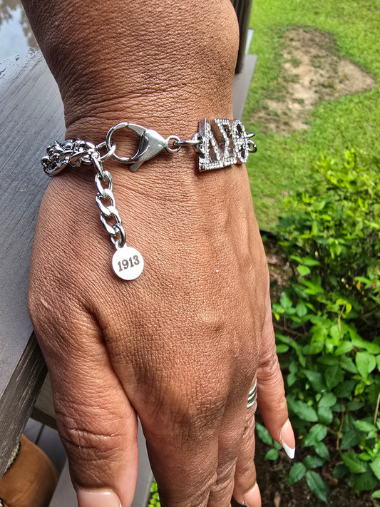 Delta Sigma Theta Greek Letter Chunky Link Sorority Bracelet