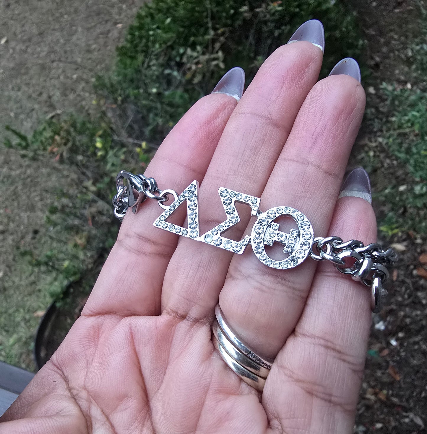 Delta Sigma Theta Greek Letter Chunky Link Sorority Bracelet