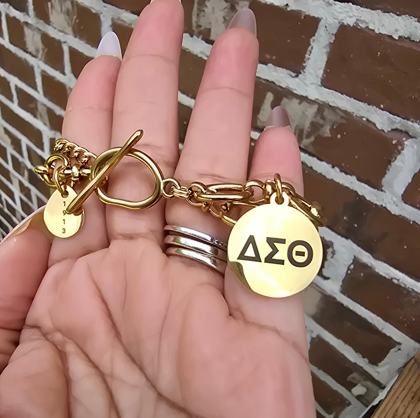 Delta Sigma Theta Sorority Bracelet Available In Gold & Silver