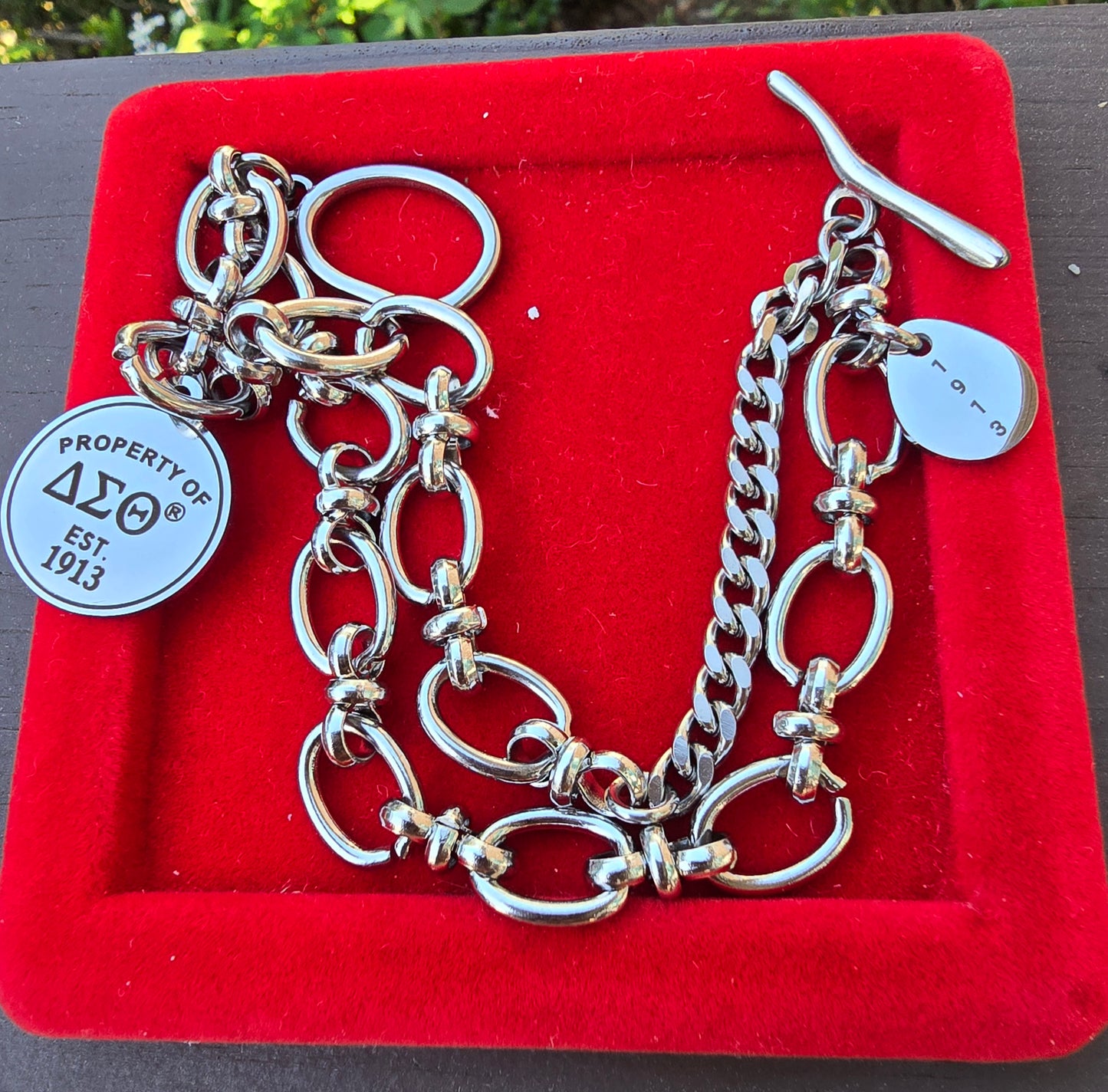 Property of Delta Sigma Theta Sorority Bracelet Available In Gold & Silver