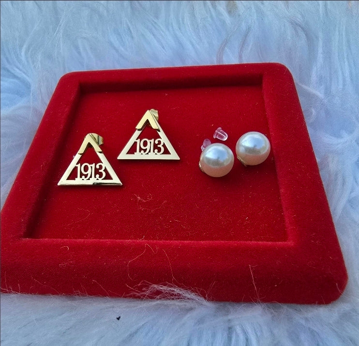 Delta Sigma Theta Sorority 1913 earrings available in silver and gold