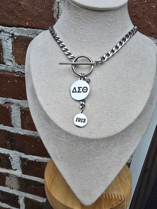 Delta Sigma Theta Sorority Mixed Metal Necklaces - Mixed Metal Sorority Necklace - Delta Sigma Theta Jewelry
