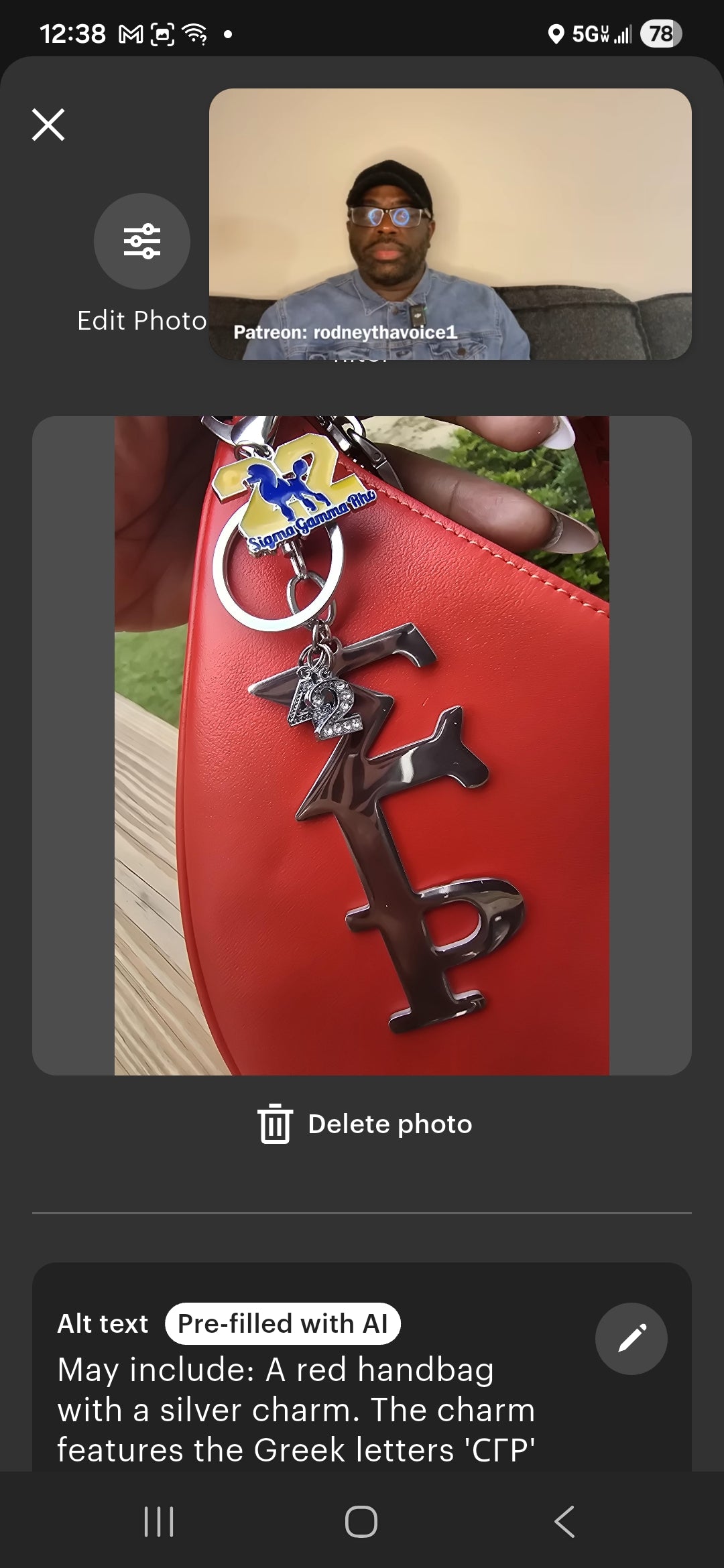 Large Sigma Gamma Rho Handbag Charm/Key Ring - Sigma Gamma Rho Purse Charm - Sorority Charm/Key Ring - SGRho Purse Charm/Key Ring