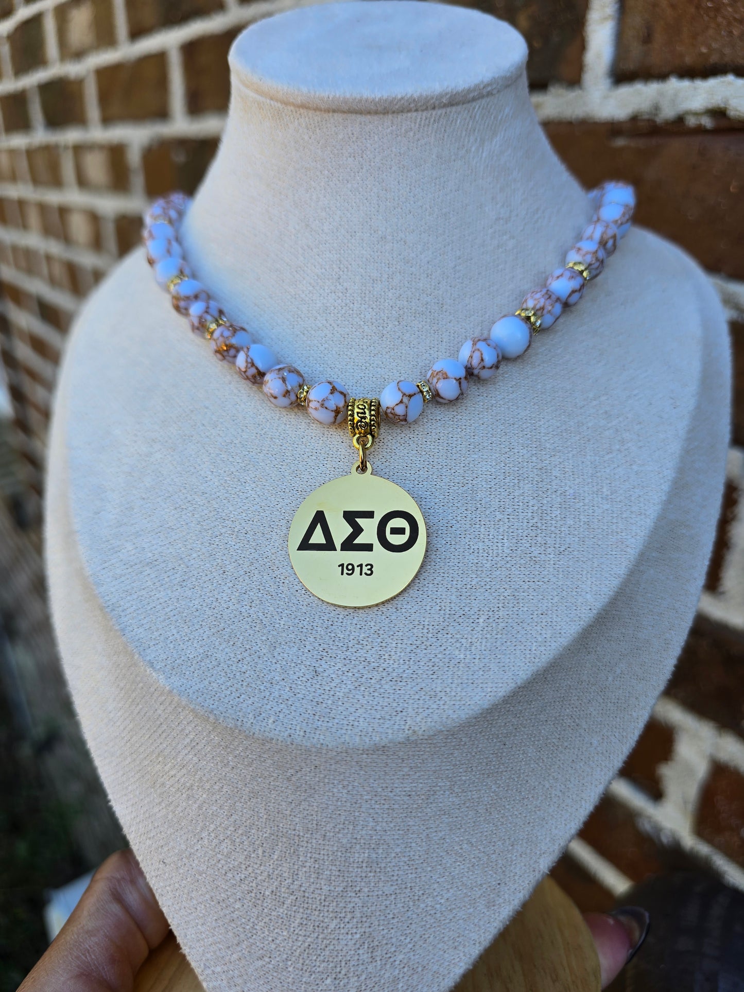 Delta Sigma Theta Beaded Gold Sorority Necklace
