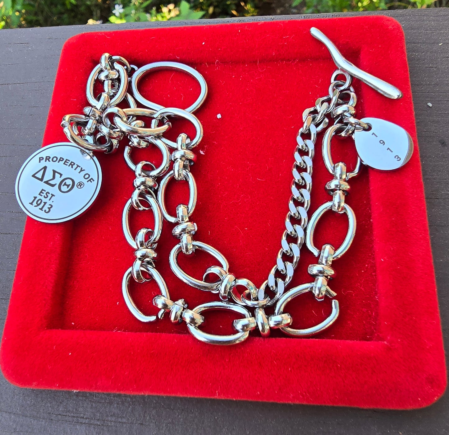 Property of Delta Sigma Theta Sorority Bracelet Available In Gold & Silver