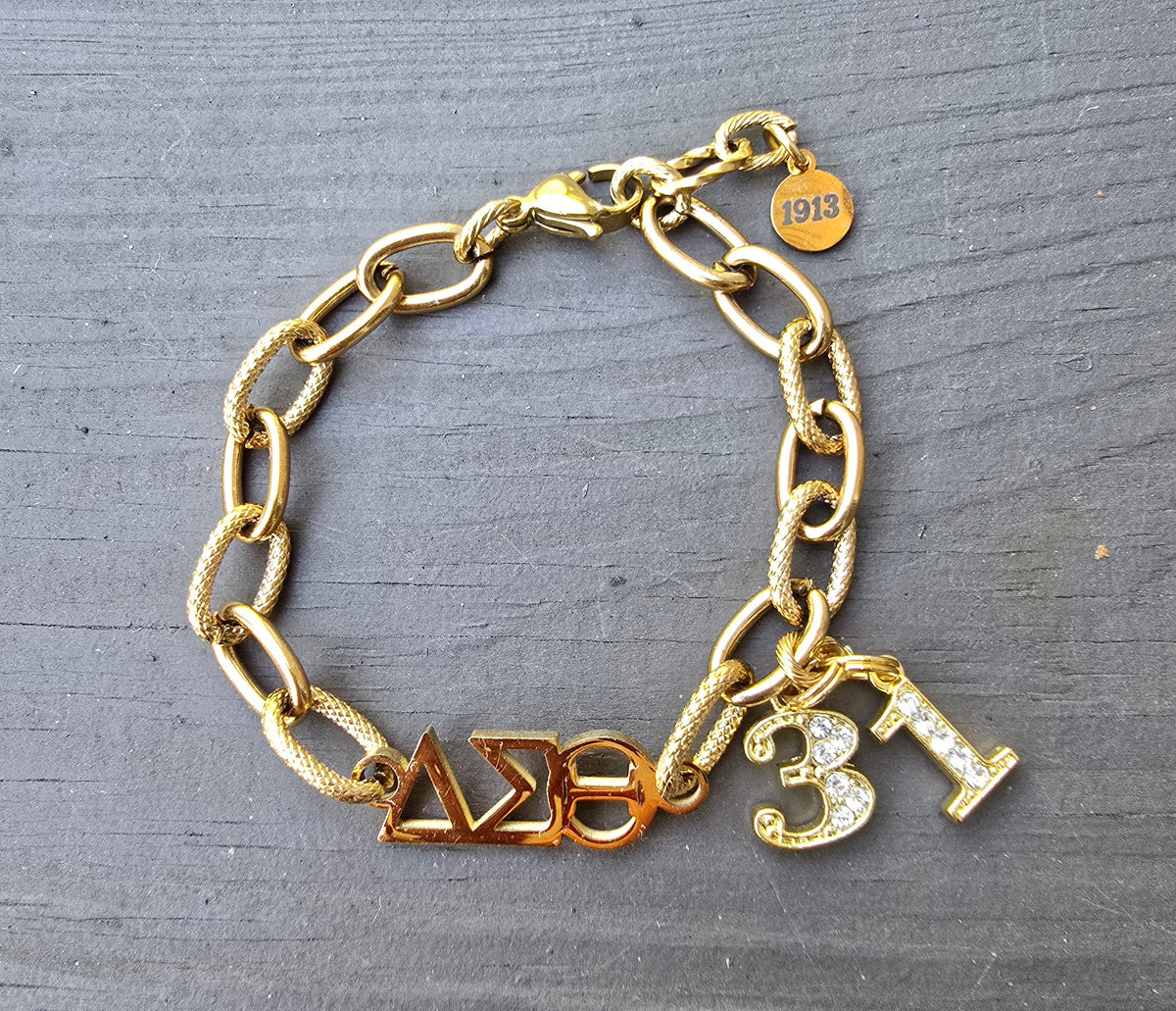 Delta Sigma Theta Greek Letter Chunky Link Sorority Bracelet