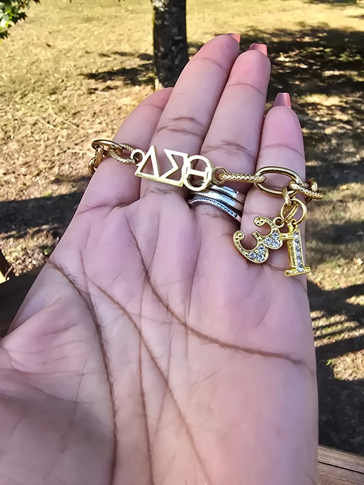Delta Sigma Theta Greek Letter Chunky Link Sorority Bracelet