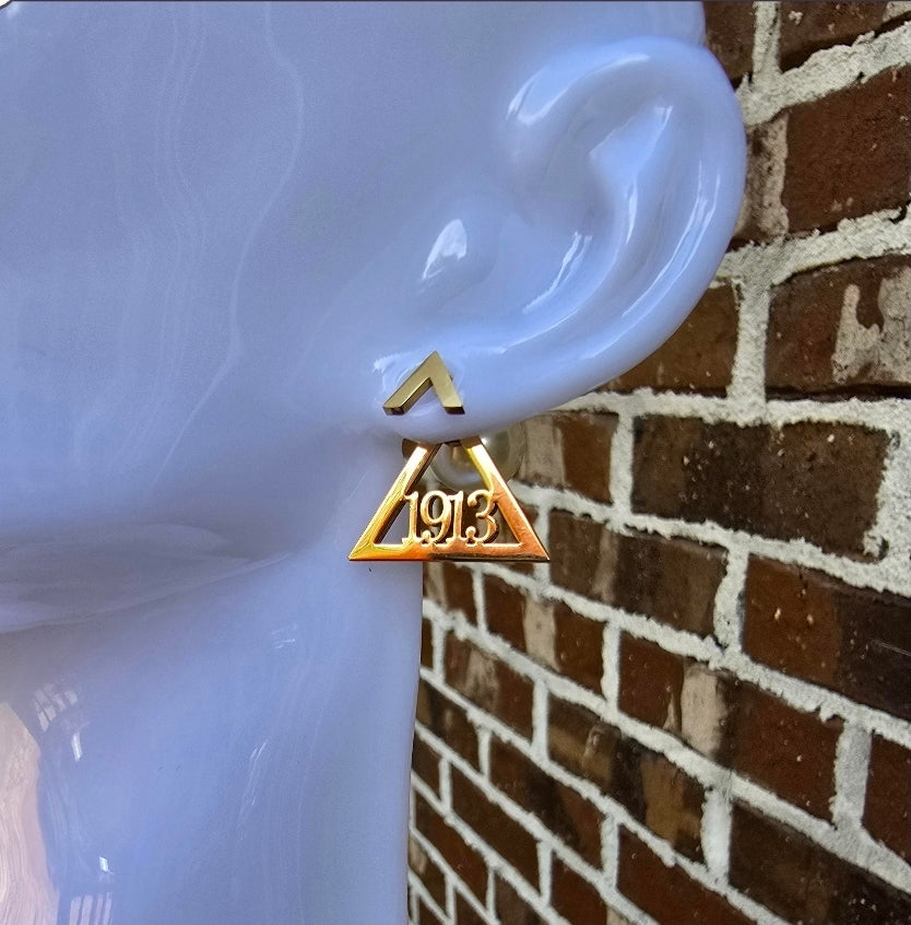Delta Sigma Theta Sorority 1913 earrings available in silver and gold