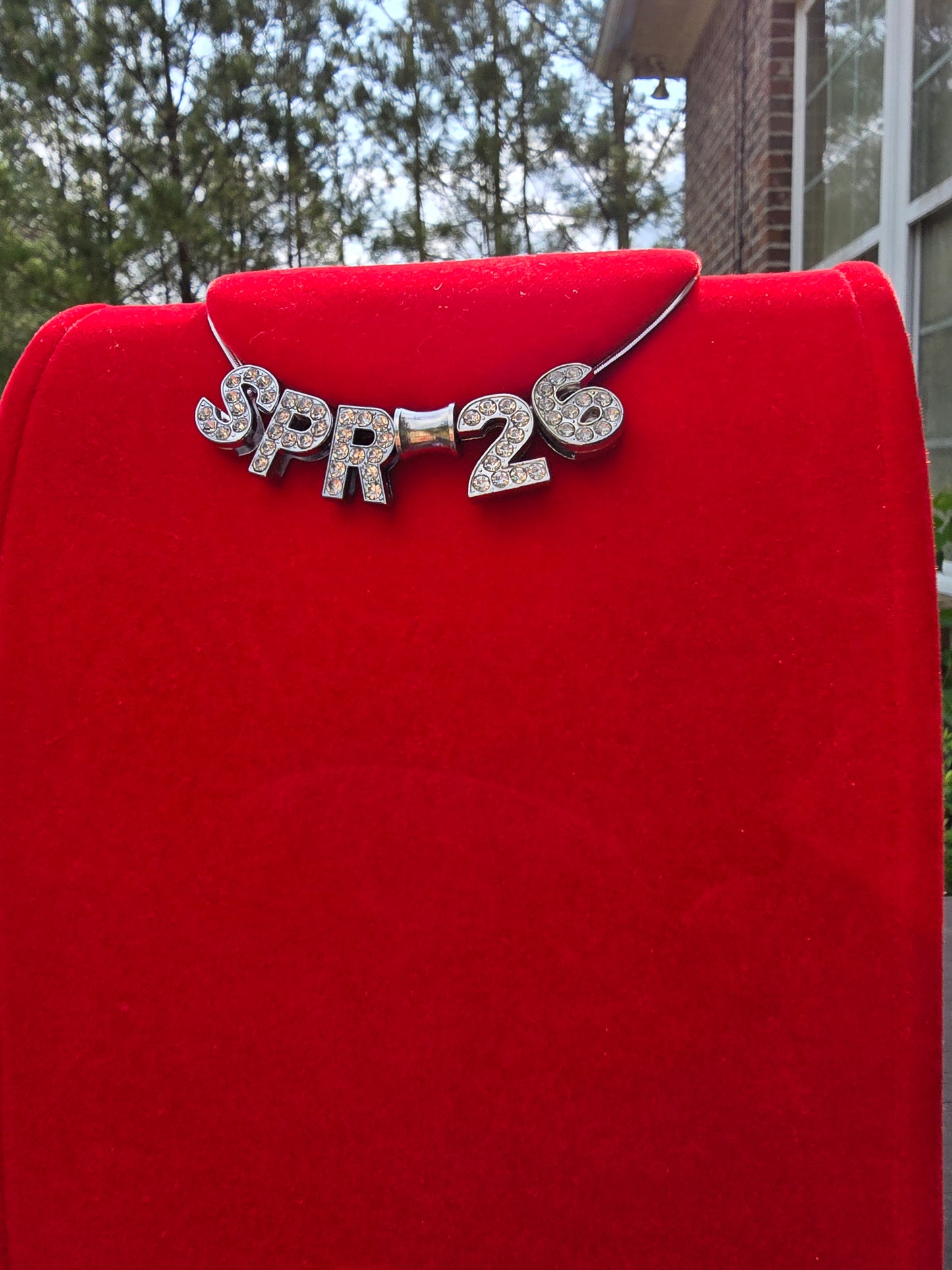 Personalized Spring Bling crossing sorority necklaces - SPR Custom Necklace - SPR Line Necklace