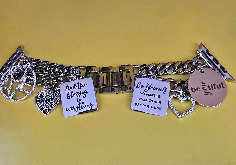 Customize Your Apple Link Watch Band Available In Silver & Gold (select up to 6 charms of your choice)