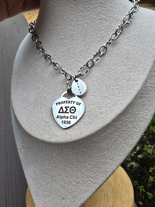 Property of Delta Sigma Theta Sorority Alpha Chi 1936 Custom Necklace