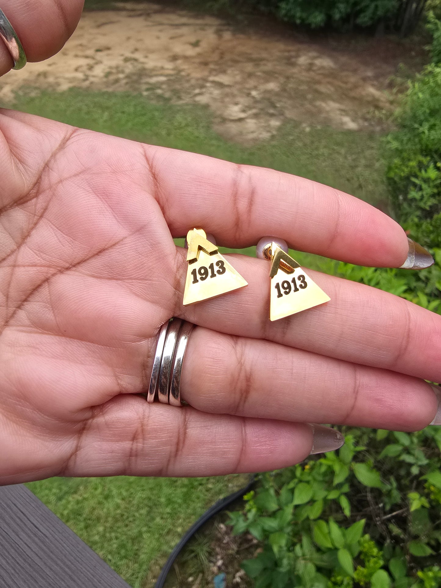 Delta Sigma Theta Sorority 1913 earrings available in silver and gold