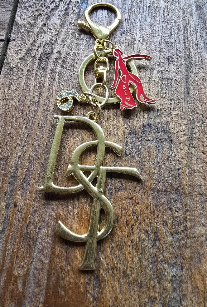 Large DST Handbag Charm/Key Ring - Gold Delta Sigma Theta Purse Charm - Sorority Charm/Key Ring - DST Purse Charm/Key Ring - Sorority Purse Charm/Key Ring - 1913 Purse Charm/ Key Ring