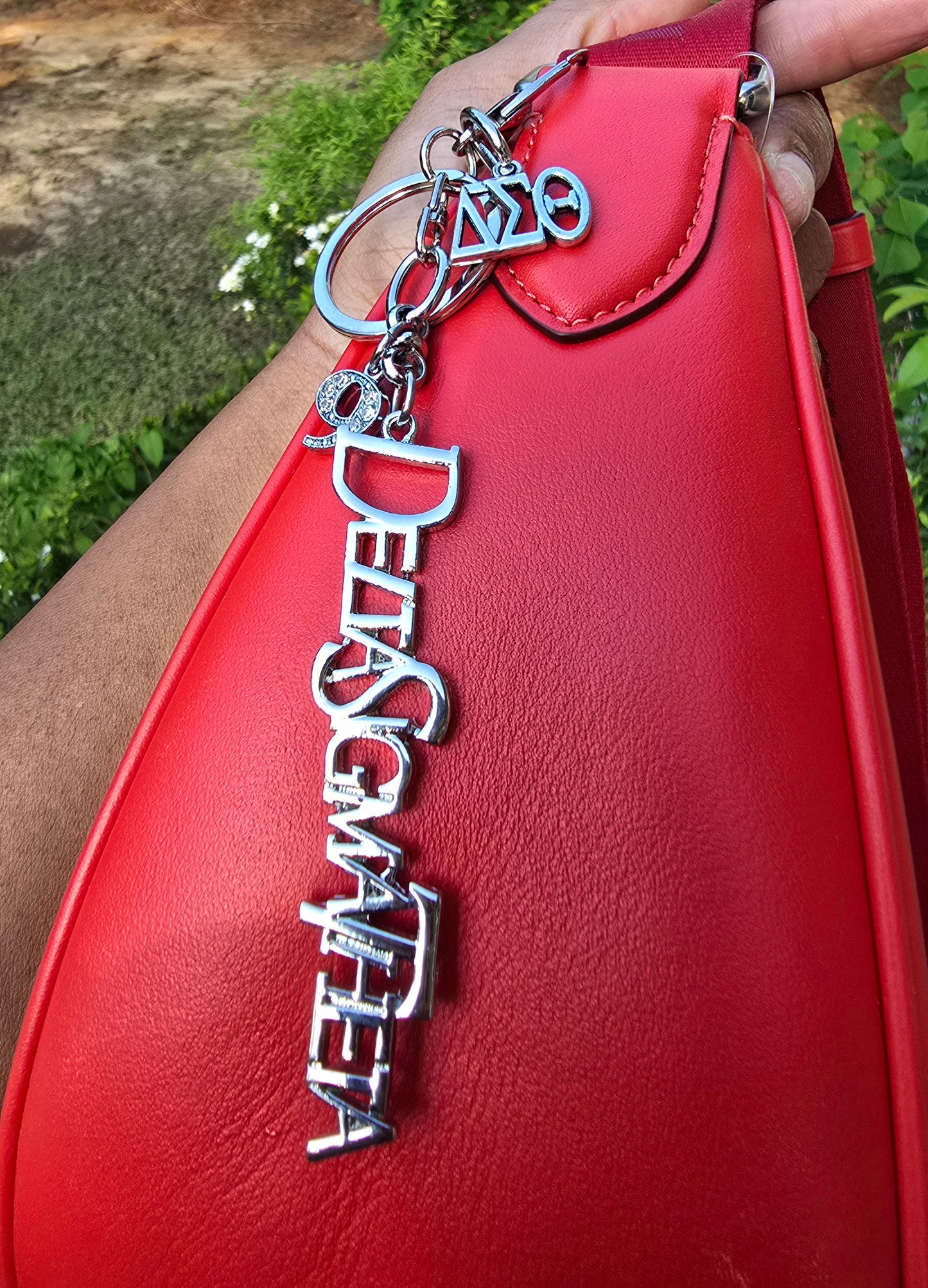 DST Handbag Charm/Key Ring - Gold Delta Sigma Theta Purse Charm - Sorority Charm/Key Ring - DST Purse Charm/Key Ring - Sorority Purse Charm/Key Ring - 1913 Purse Charm/ Key Ring
