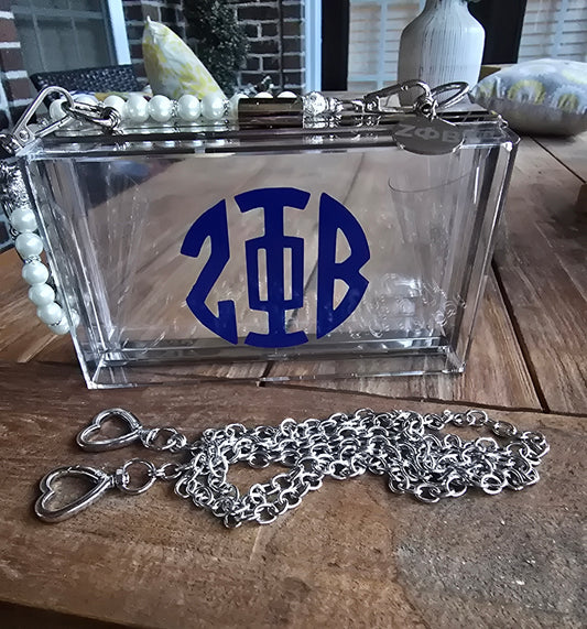 Zeta Phi Beta Handbag - Zeta Phi Beta Crossbody - Z Phi B Clutch Handbag - Sorority Purse - Zeta Stadium Purse