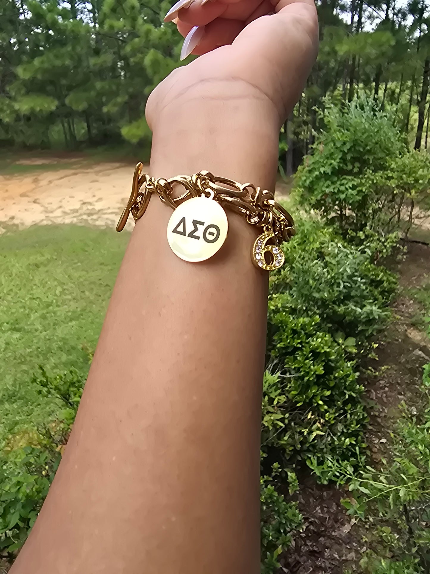 Delta Sigma Theta Sorority Bracelet Available In Gold & Silver