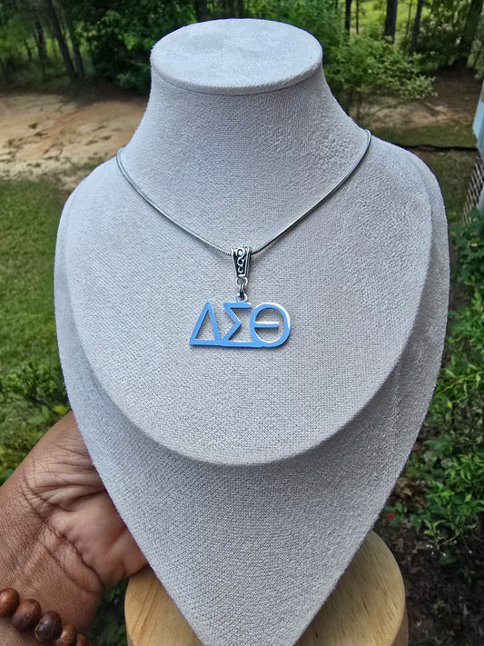 Delta Sigma Theta (Large Font) Greek Letter Sorority Necklace Available in Silver and Gold