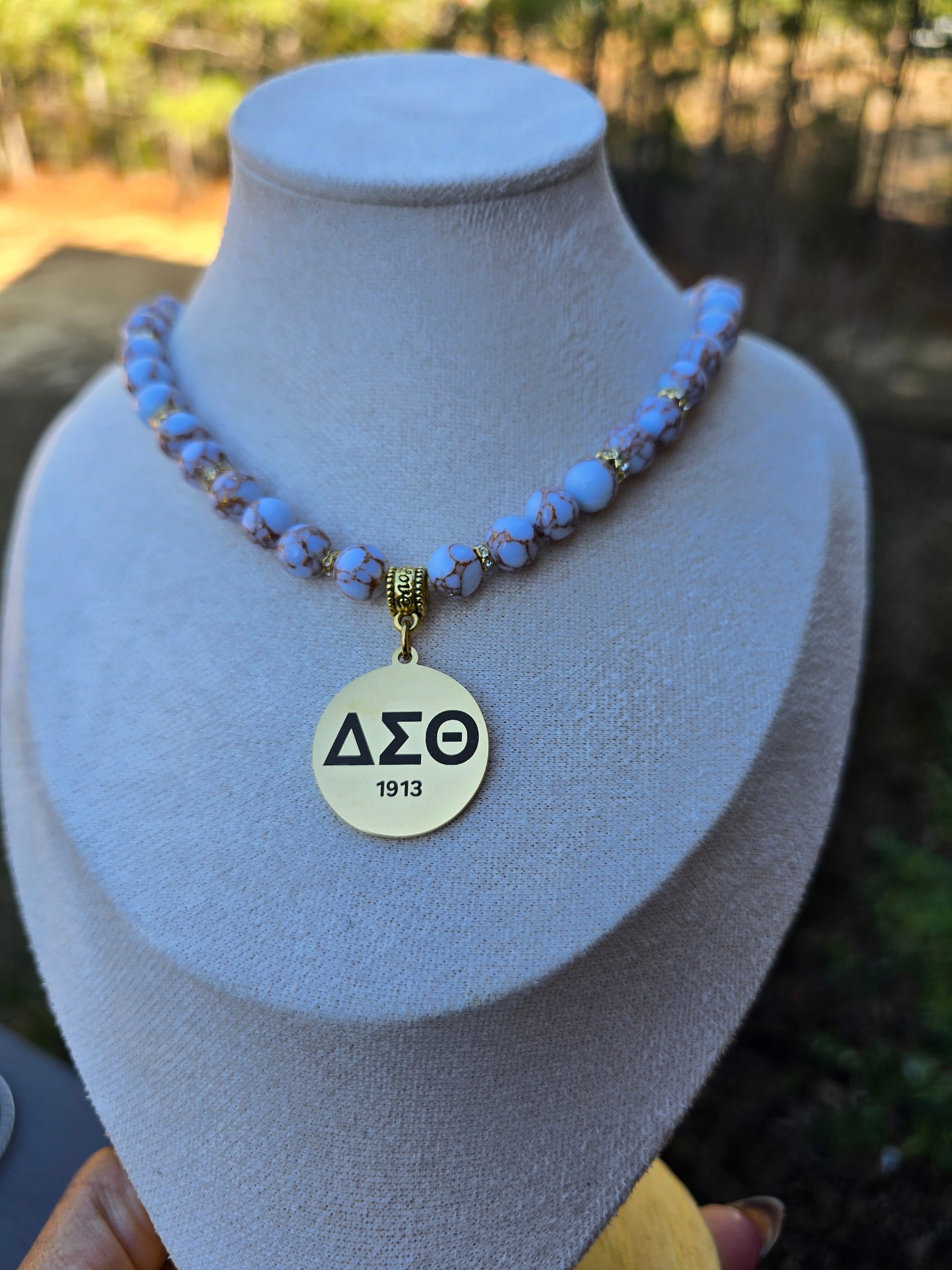 Delta Sigma Theta Beaded Gold Sorority Necklace