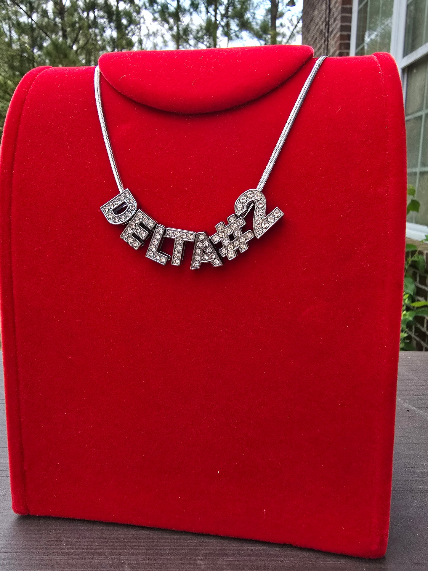 Personalized Delta Sigma Theta Bling Line number necklaces - Line Number Custom Necklace - Delta Line number necklace